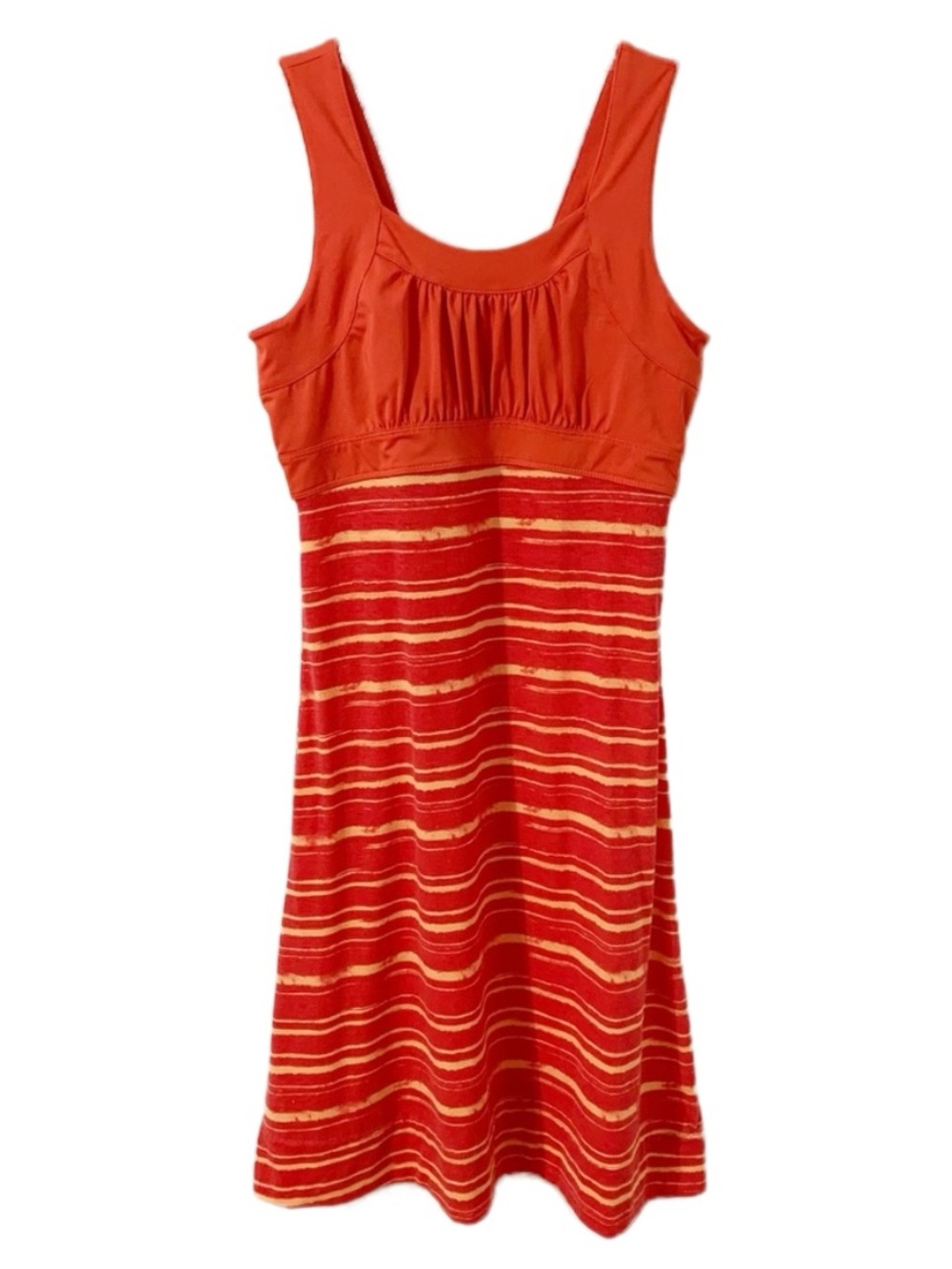 Alpine Design Sporty Scoop Neck Sleeveless Fit Flare Spandex Stripe Dress 🟥🟧
